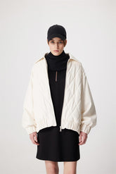 VOLUMED FAUX LEATHER BOMBER